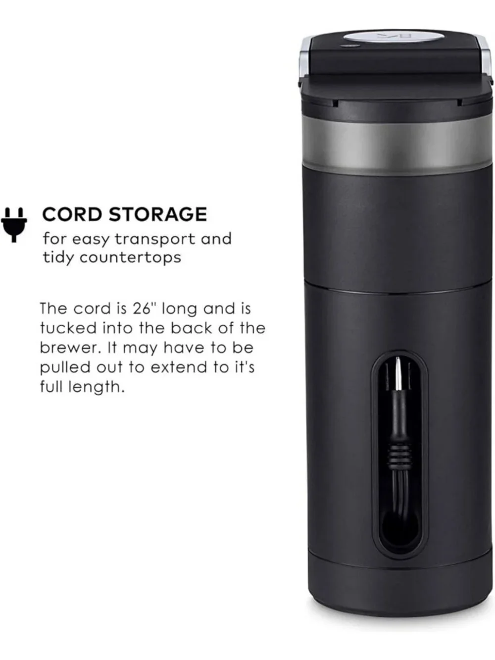 Compact Single Serve Coffee Maker, 6-12oz Brew Size, Ideal for Small Spaces